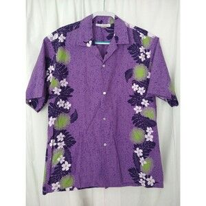 Vintage MADE IN HAWAII USA Men's Shirt XL Purple Floral Hawaiian Shirt 80s 90s